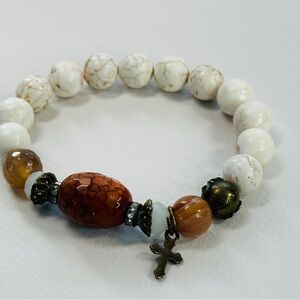 Beaded Bracelet with Cross Charm | Whispering Prayer